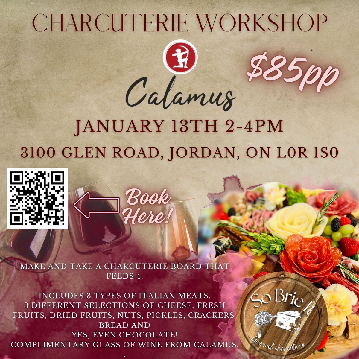 We’re holding a charcuterie workshop this month for only $89 per person. Details can be found at calamuswines.com. .. #calamuswinery #calamuswines #charcuterie #charcuterieboard #wine #winetasting #sobrieit #niagarabenchlands #winecountry #charcuterieworkshop