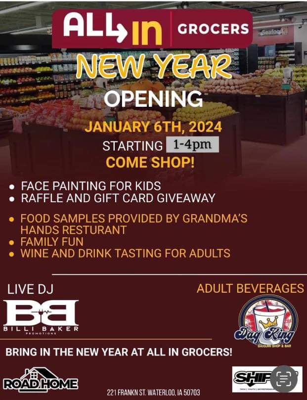 Special event this Saturday!

The community is invited Saturday, January 6th from 1:00-4:00pm. Free food, Wine/Liquor tasting, Face Painting, Raffle, and Live DJ. 

The entire store will be on sale as well!