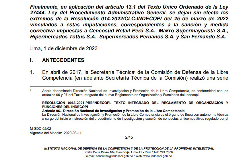 paolobenza's tweet photo. #Urgente Una sala del tribunal de Indecopi ha ANULADO las multas por S/17 millones que se habían impuesto a Cencosud [Wong y Metro], Tottus, Makro, SPSA [Plaza Vea, Vivanda] y San Fernando por el llamado 'CARTEL DEL PAVO'.

El caso es interesantísimo, júzguelo usted mismo. Va👇🧵 https://t.co/7RmJD5fnps