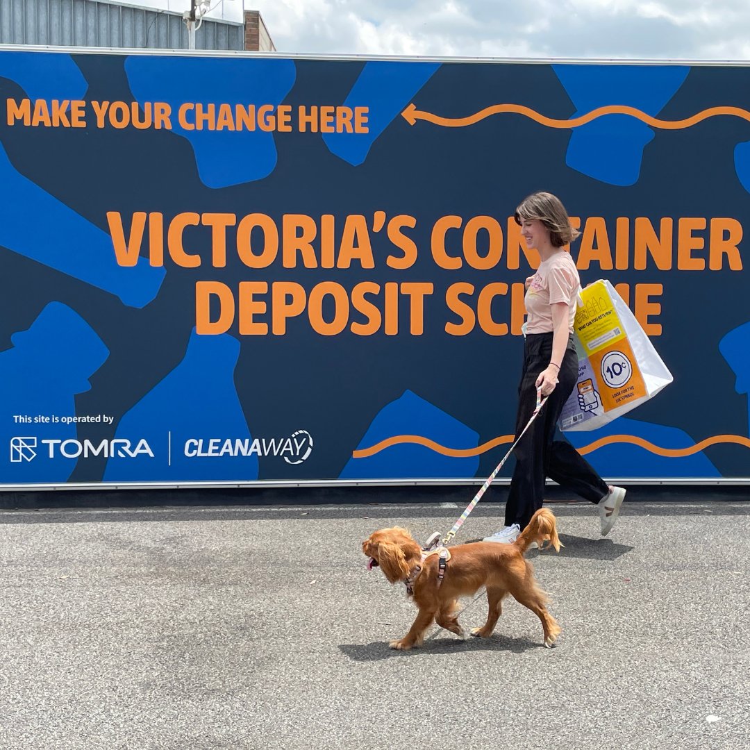 Add an extra stop while you're out walking your dog this weekend and return your drink containers through a #CDSVic West Zone refund point.

Keep Victoria clean and green - for you and your furry friend!

#recycle #keepvictoriabeautiful #dogsvictoria #containerdepositscheme