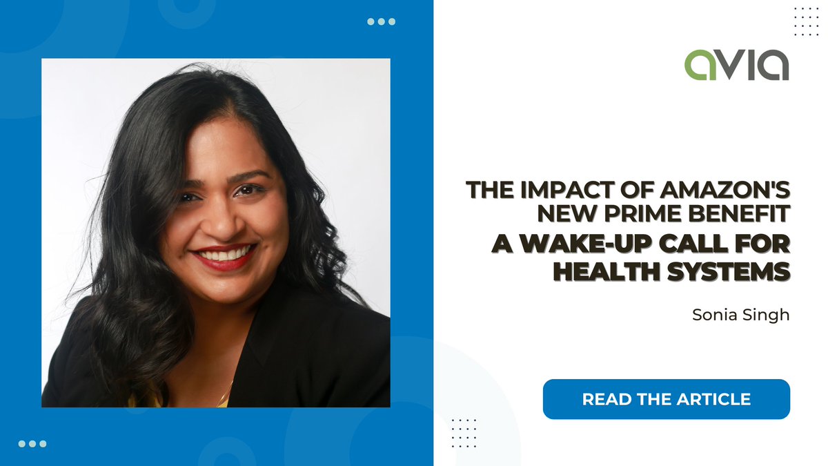 AVIA (@healthavia) on Twitter photo AVIA Chief Insights Officer Sonia Singh explored the changing healthcare landscape in a new article with <a href="/HealthcareScene/">Healthcare Scene</a>. Read her analysis to find out how Amazon's new Prime benefit is prompting a wake-up call for traditional health systems. bit.ly/48zkFSs AVIA Chief Insights Officer Sonia Singh explored the changing healthcare landscape in a new article with <a href="/HealthcareScene/">Healthcare Scene</a>. Read her analysis to find out how Amazon's new Prime benefit is prompting a wake-up call for traditional health systems. bit.ly/48zkFSs
