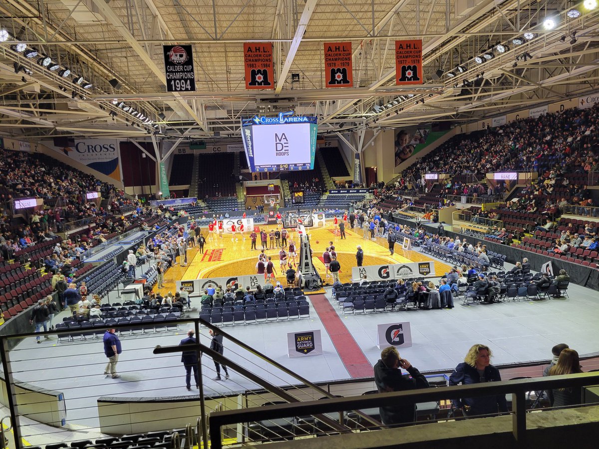 COACH_RAM's tweet photo. Sly and I are here to see the Flagg brothers and as an added bonus, Cony is playing in the first game! @coachmaines #GORAMS #MAINEKIDS https://t.co/InOxj3f5T1