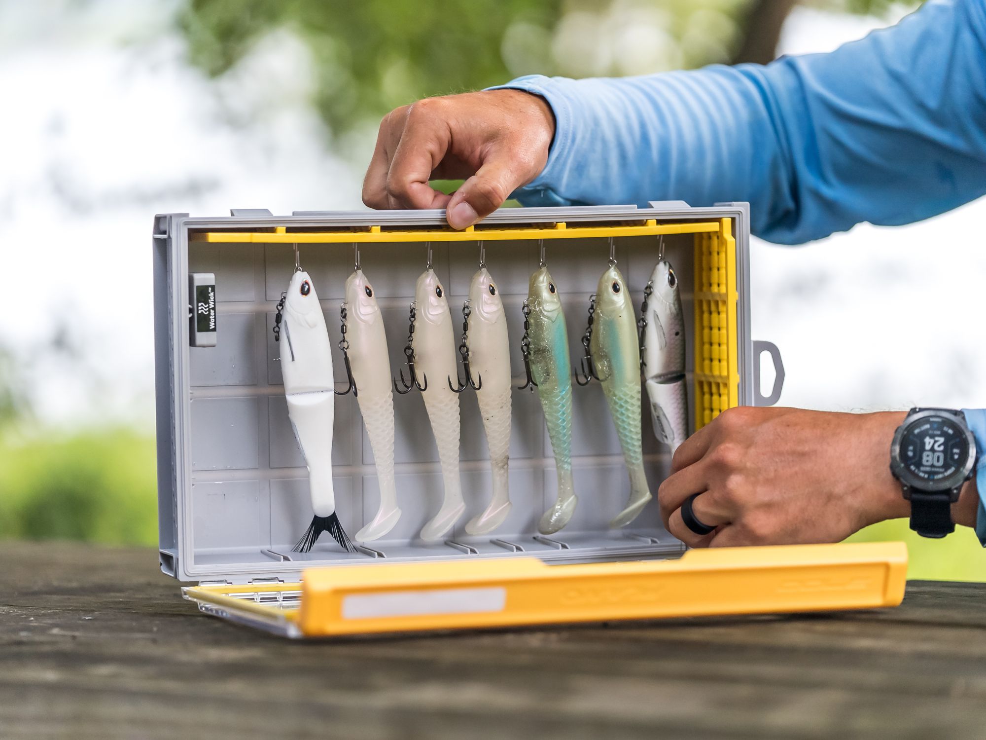 Tackle Warehouse on X: Shop Now👉 Designed to keep  baits separated and protected, the Plano EDGE 3700 Swimbait Box uses  gravity to suspend swimbaits and glide baits, elevating them inside the box