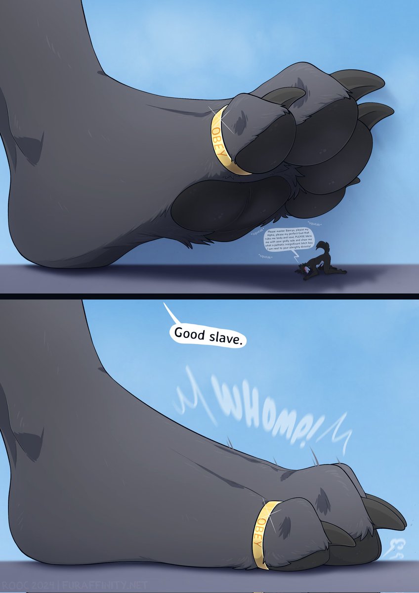 Good slave <a href="/BeaneWolf/">JustinWoofy :03</a> 
Bow down and receive steppies. 🐾 

🎨 <a href="/artROOC/">rooc</a>