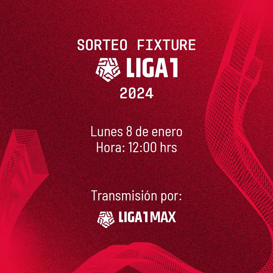 ¿𝐄𝐬𝐭𝐚́𝐧 𝐥𝐢𝐬𝐭𝐨𝐬? 😎 Este lunes se realizará el sorteo del fixture de la #Liga1 2024 🏆.