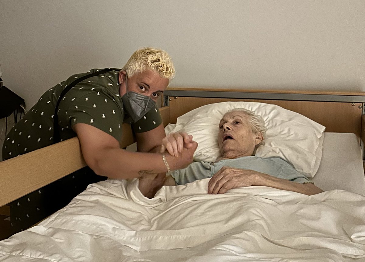acserrao76's tweet photo. My darling godmother I miss you so much yet you are still with us… #dementia really sucks but at least you were still able to reply when I said I love you and you squeezed my hand tight.  You also didn’t want to let kate go when I said she was with me #Madrinha #Afilhada 💯❤️ https://t.co/9fuXd1yLsX