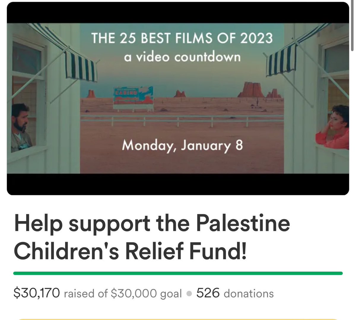 I’m *thrilled* &amp; incredibly thankful to say that we hit our $30,000 goal for the Palestine Children’s Relief Fund… very fast. Like, my stupid video isn’t even up yet. Thank you SO much to everyone who donated, and please continue, every dollar is crucial. gofund.me/cec83d97