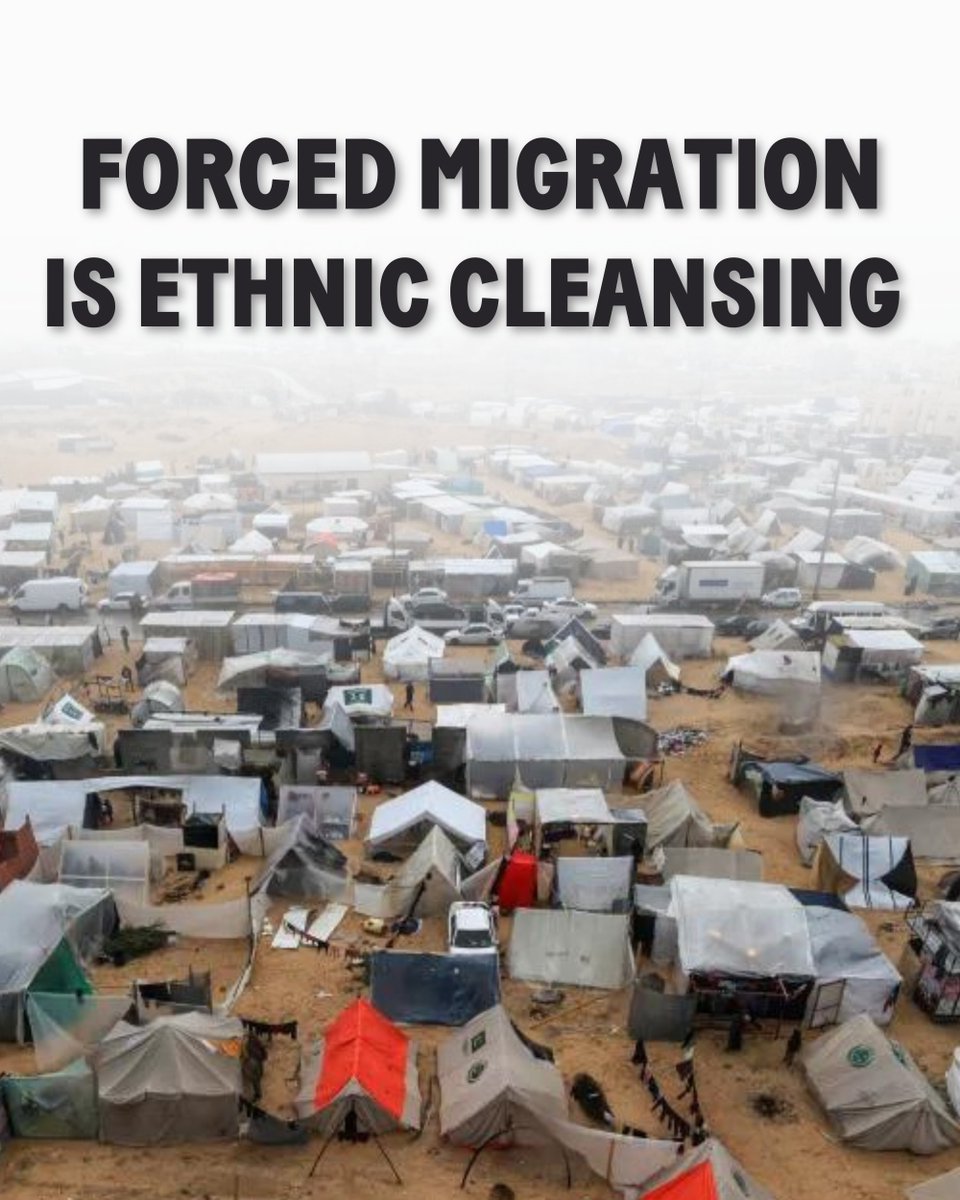 Forced migration is ethnic cleansing: the Israeli government uses terms like “voluntary emigration” to refer to their genocidal policy, but their efforts to ethnically cleanse Palestinians from their homeland is as intentional now as it was 75 years ago during the Nakba. 🧵