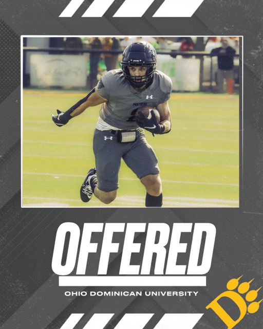 After a great conversation with @CoachCookOL I am blessed to receive an offer from @OhioDominicanFB thank you for the opportunity!! @ReadyAthletics @Coach_Burbridge