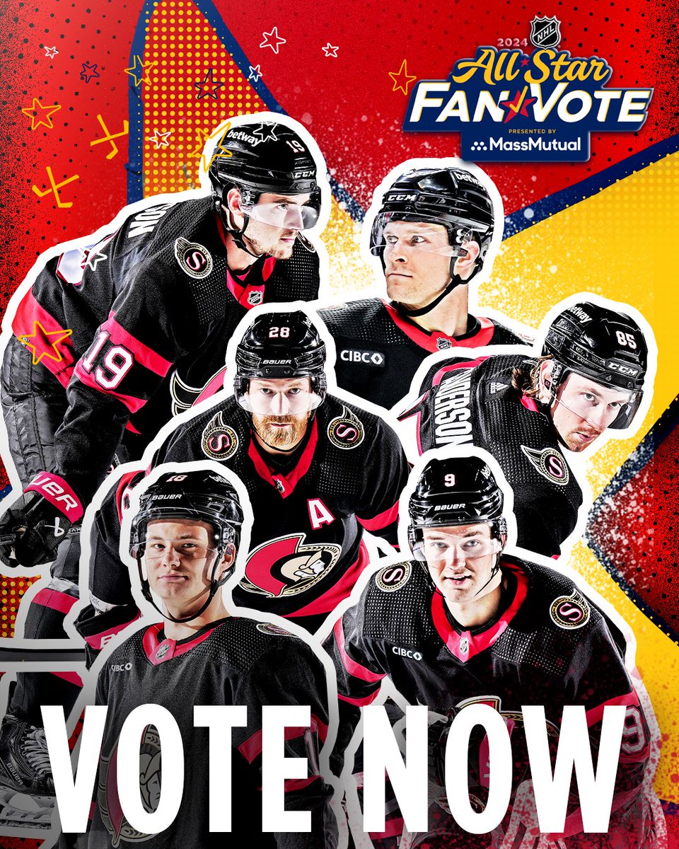 Repost to get your #Sens to #NHLAllStar to take over Toronto!

#NHLAllStarVote
Drake Batherson
Jakob Chychrun
Claude Giroux
Jake Sanderson
Tim Stützle
Josh Norris