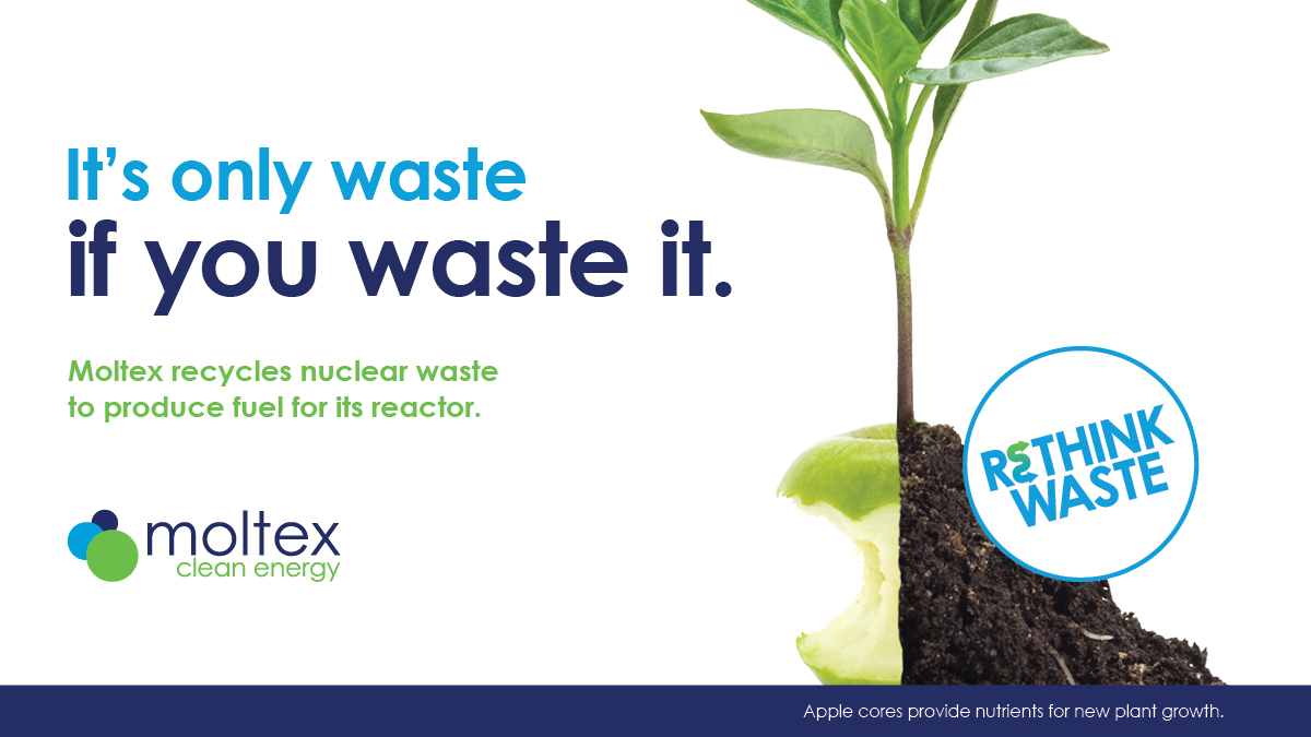 MoltexEnergy's tweet photo. Moltex can transform nuclear waste into clean energy for generations to come. #RethinkWaste #ItsOnlyWasteIfYouWasteIt https://t.co/4Wfu8710l7