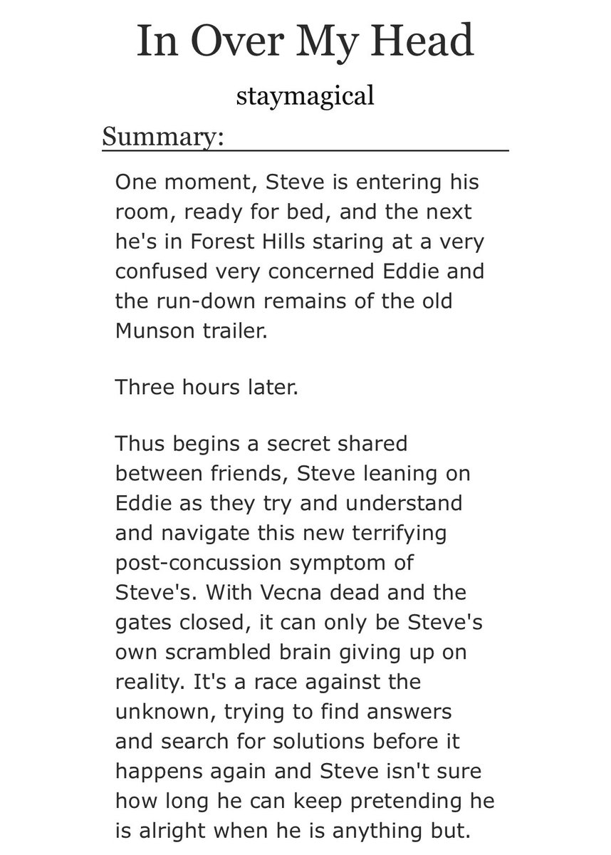 staymagical02's tweet photo. It’s here! The first chapter of my Steddie Big Bang fic has been posted! 

In Over My Head featuring memory loss, hurt/comfort, friends to lovers, idiots in love, protective boys and more! 

Thanks to @slavicsock and @keeryclouds for their amazing art that they did for this fic! https://t.co/7AhoR0XZqI