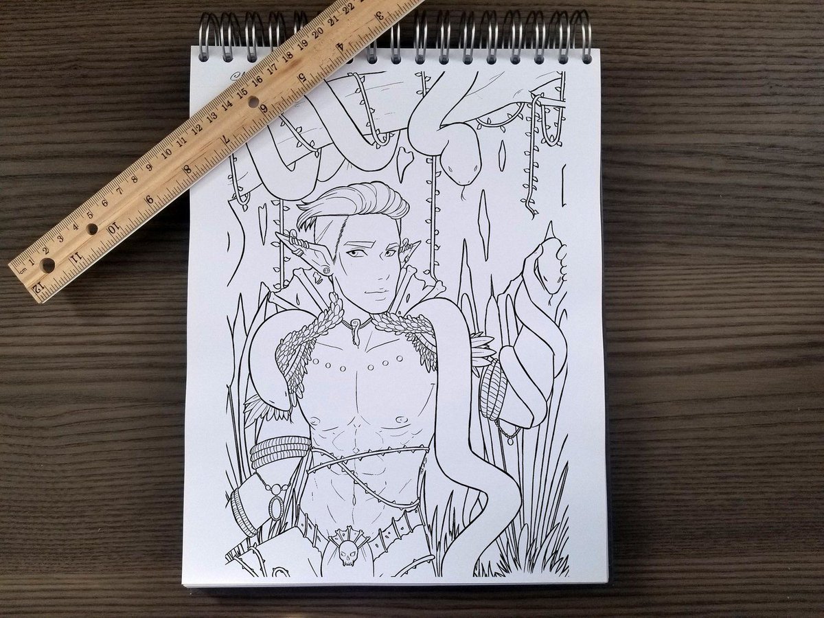 AMoxieCillin's tweet photo. Finish up the week with this male pinup coloring page. The abs, the feathers, the sneks, there's plenty of details to keep you busy and give your mind time to turn off while you focus on the lines rather than the chaos of reality. 

#coloringpage #art https://t.co/3wF3XSGVFr