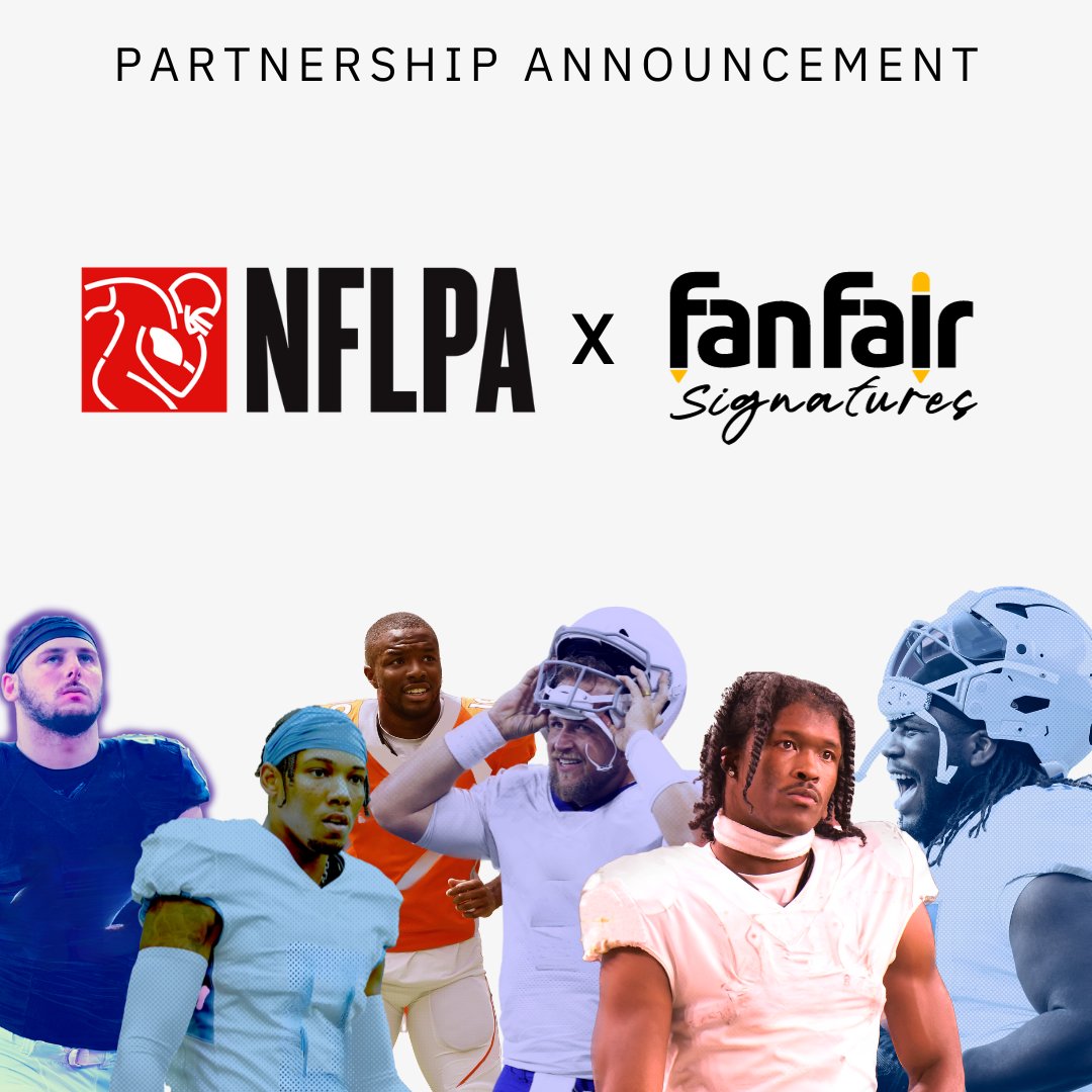FanFairOfficial's tweet photo. We are so thrilled to be partnering with @NFLPA to bring you, the fans, so many incredible NFL athletes to the FanFair platform. Stay tuned for all the great player launches coming soon. #NFLFans #Football #NFLPA #AthleteAutographs #VirtualAutographs #NFL https://t.co/WR2Rsjovtj