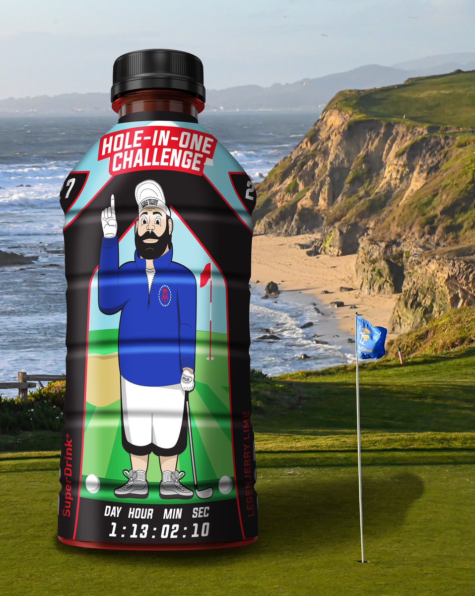 DrinkBODYARMOR's tweet photo. Congrats @Jerrythekid21 on your hole-in-one (or 2,627 😅). It was always going to take 2,627 shots. Should we make this into a real bottle? 🤔

@JerryAfterDark @barstoolsports 

#37hourslater #LegenJerry https://t.co/HwC0a5BEvy