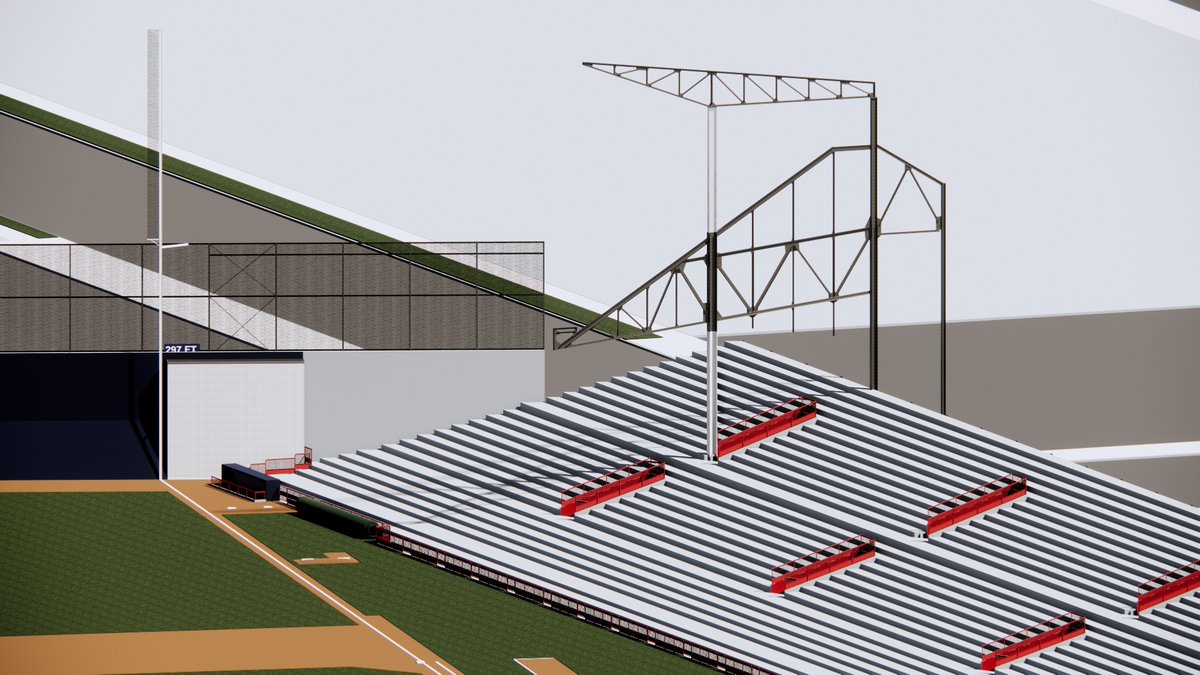 A glimpse of the first upper deck truss placed in the virtual #Ebbets Field. The roof will tower almost 80' above the playing field. #Brooklyn #Dodgers #VirtualEbbets #Ballpark