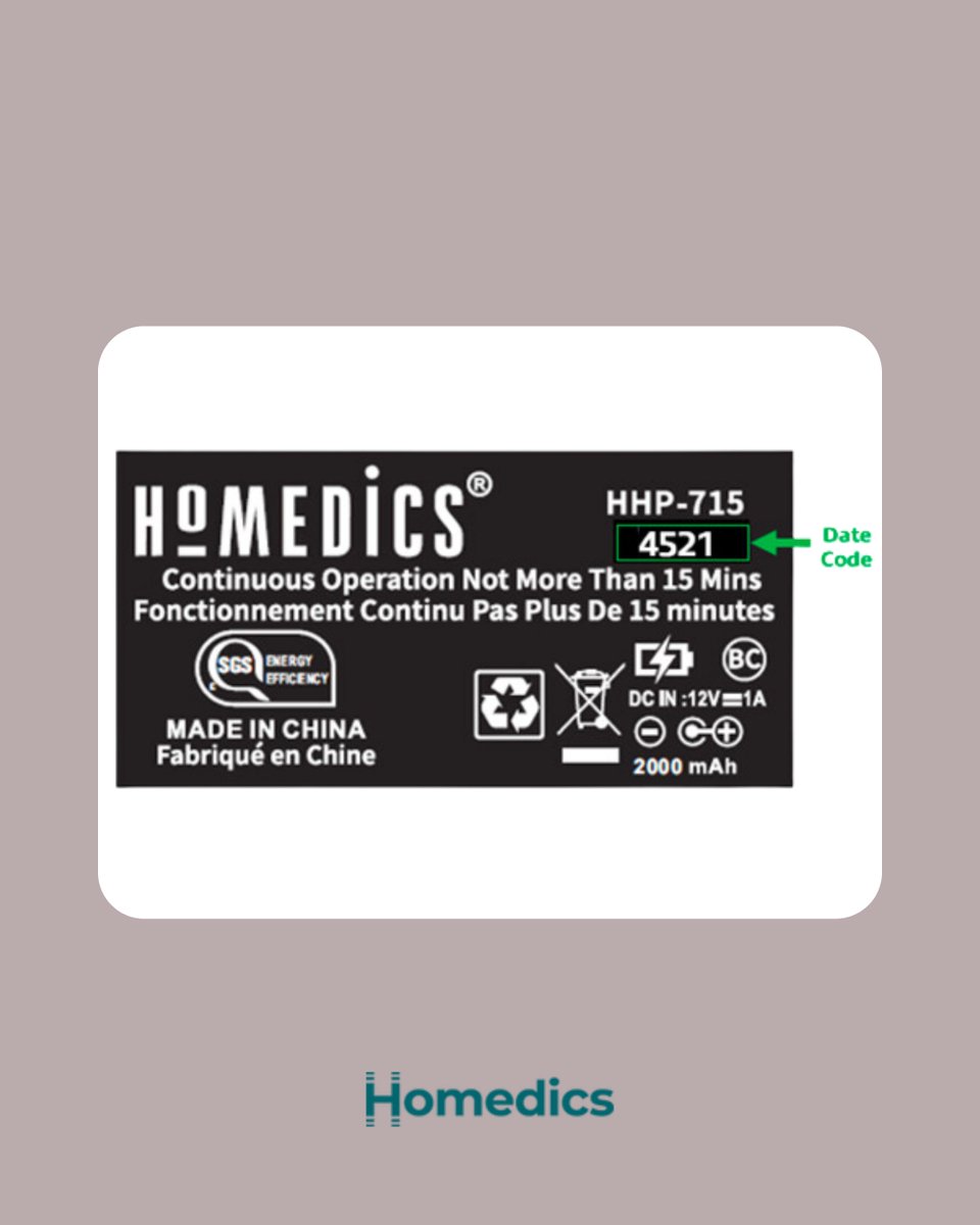 Homedics is announcing the recall of HHP-715 massage guns with a date code ending in 20,21,or 22. For more information and recall processing, please check recall.homedics.com/24-076/,or call 800-466-3342 from 8:30 a.m. to 5 p.m. ET Monday through Friday, or email cservice@homedics.com.