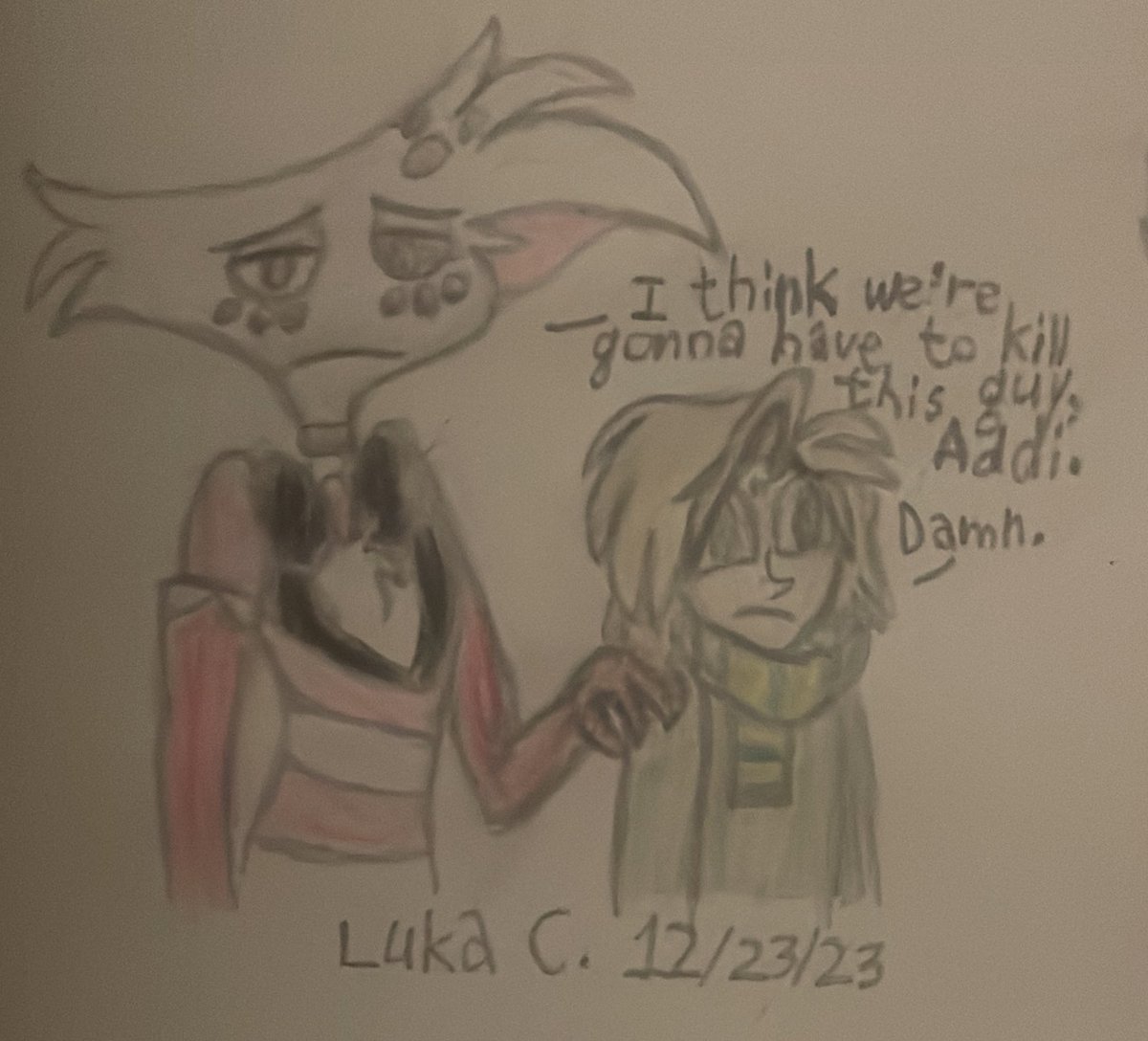 LukaCopelli's tweet photo. A new Hazbin Hotel song just released. No new drawing yet, so have an old sketch I did last year of that comfort character meme (Angel Dust and Addison Woods).
#HazbinHotelAngelDust #HazbinHotel #Zoophobia #ZoophobiaAddison #drawingchallenge #ArtistOnTwitter https://t.co/MRlZ1QjC8G