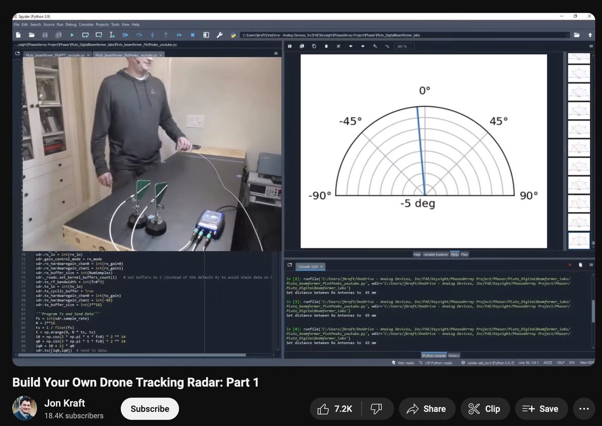 Nexuist's tweet photo. there's some dude on youtube who just started a new series where he builds a phased array radar from scratch capable of detecting and locking on to drones https://t.co/5NWUh2sBfD