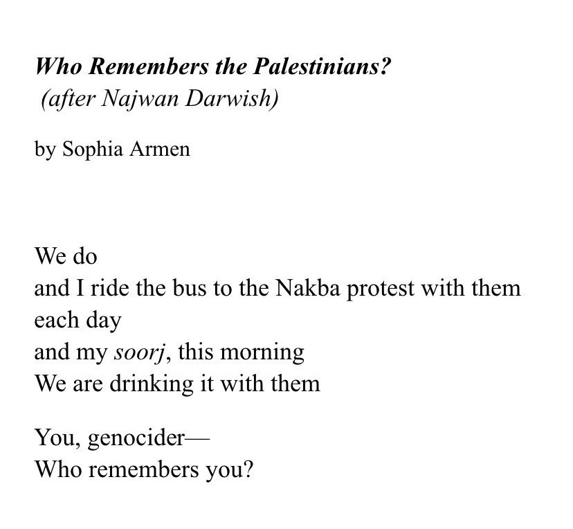 “Who Remembers the Palestinians?” by Armenian writer Sophia Armen
