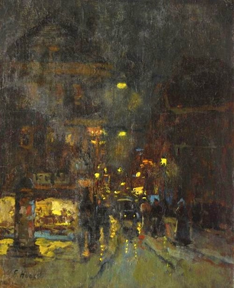 🌙🧙‍♀️ Paesaggio urbano di notte 🖌#FransSimonHoos 1884 1966