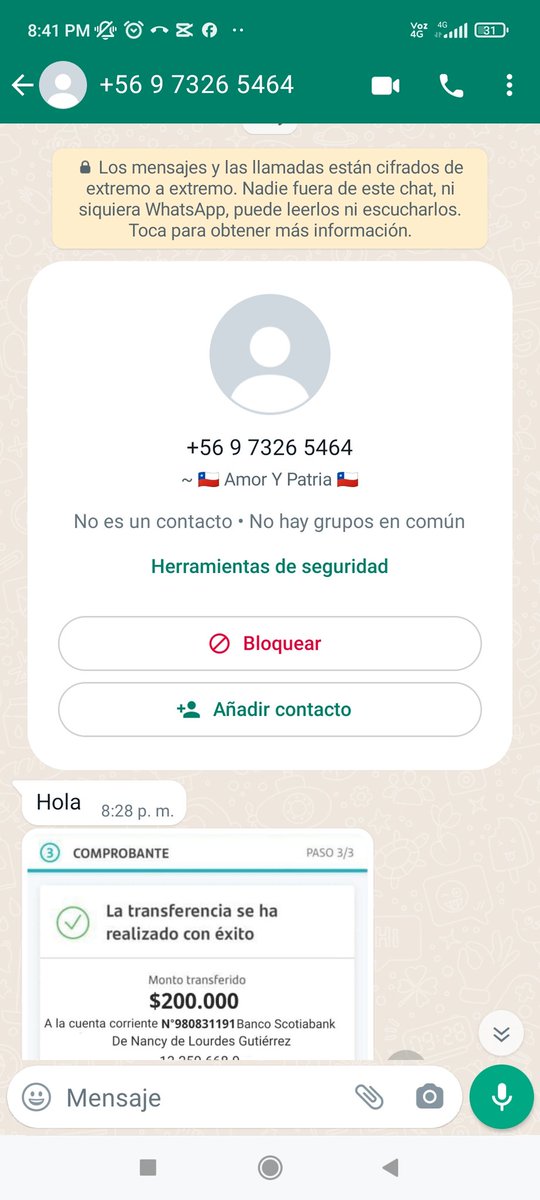 nancyaxe's tweet photo. @Carabdechile @PDI_CHILE Les informo que hay una persona estafando haciendose pasar por Carabineros,comprando cosas por facebook según el hace transferencia pero no se realiza y luego le pide a uno transferir $50 mil para liberar la supuesta transferencia 😰 https://t.co/FjcxloF5Dg