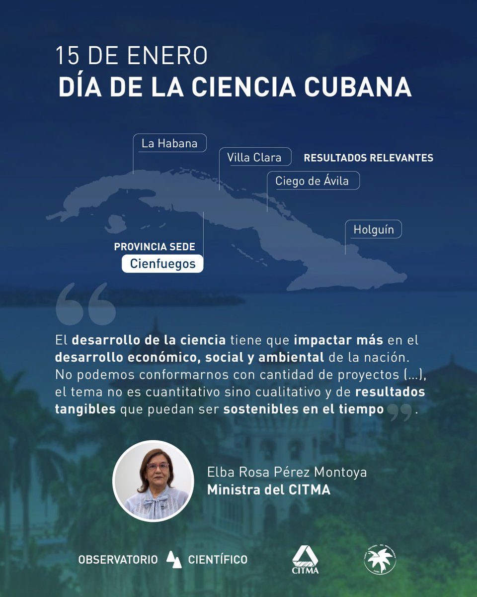 ObservaCiencia's tweet photo. #DíaDeLaCienciaCubana | ¿Cómo gestionar los nuevos escenarios tecnológicos, socioeconómicos y culturales? ¿De qué manera hacer frente a los desafíos del cambio climático? 

Esas interrogantes demuestran la necesidad del conocimiento y la innovación para el desarrollo sostenible. https://t.co/XjyxHhARGS
