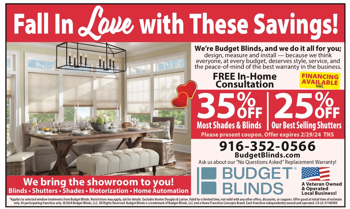 theshopperssac's tweet image. Start the new year with beautiful window coverings! Choose from a wide variety of designs. Take advantage of the savings. Call for your free in-home consultation today. ￼￼#windowcovering . #BudgetBlindsNatomas.#WineVariety #ShadesAndBlinds #Freeconsultation, #SacShopperSavings.