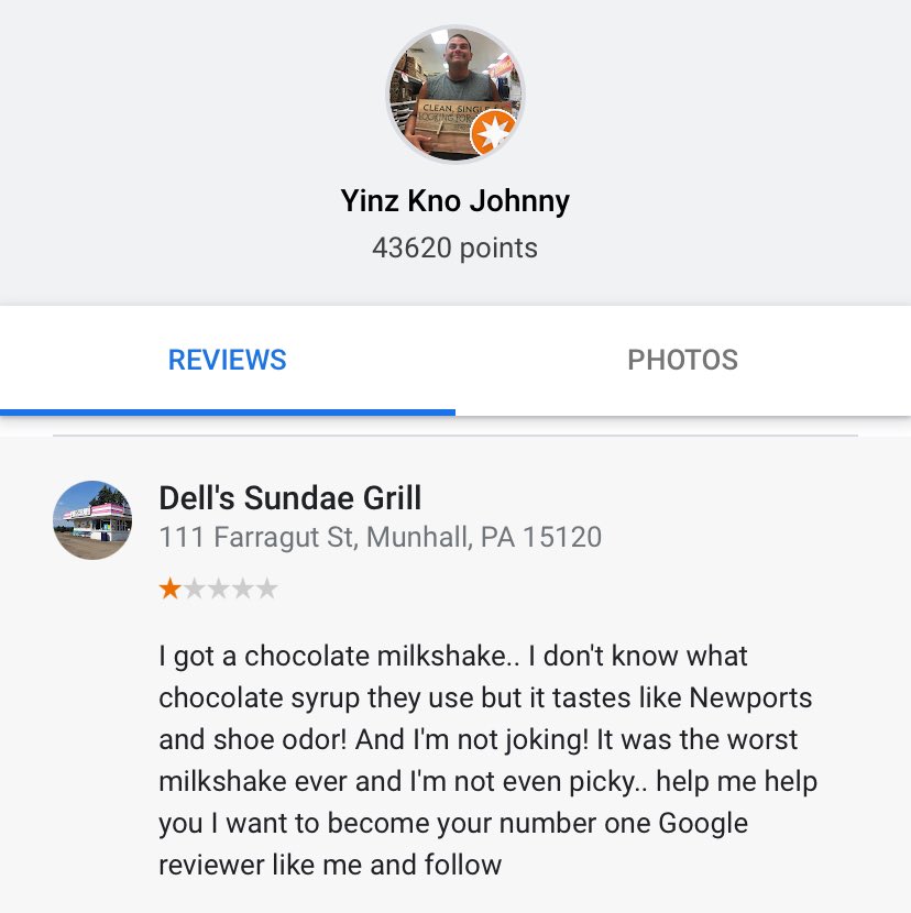 lilly_kubit's tweet photo. do yinz know johnny on google maps yet? if not i think you should meet him https://t.co/YXKwV07CXv