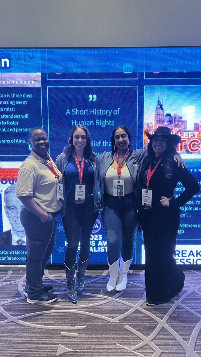 Building connections during @studentvets #NatCon2024! The Mission Continues team alongside our fellow veterans. Together, we lead and serve! #CharlieMike #SVALeads #WeAreSVA #studentveterans