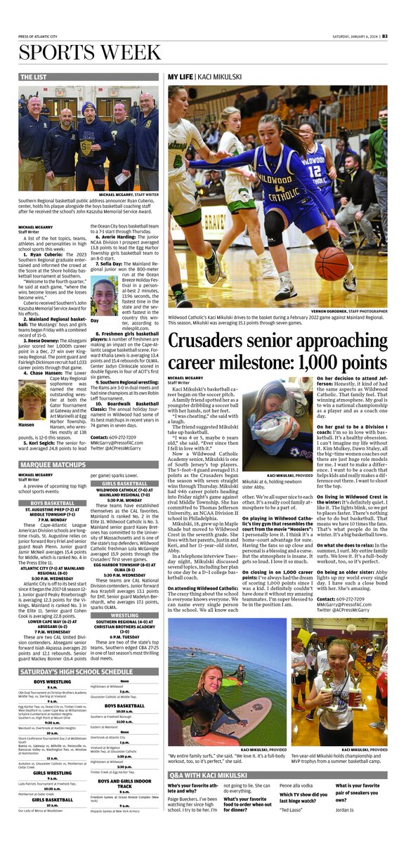 A peek at B3 of your <a href="/ThePressofAC/">Press of AC</a> Sat. sports print. Yup, B3.  
Sports Week is back!
<a href="/ACPressMcGarry/">Michael McGarry</a> has the My Life story n <a href="/wcladycrusaders/">Wildwood Catholic Girls Basketball</a> senior <a href="/KaciMikulski/">Kaci Mikulski</a>. 
Plus, Marquee Matchups and a little of this and a little of that in The List.
Enjoy!
<a href="/APSE_sportmedia/">APSE</a>