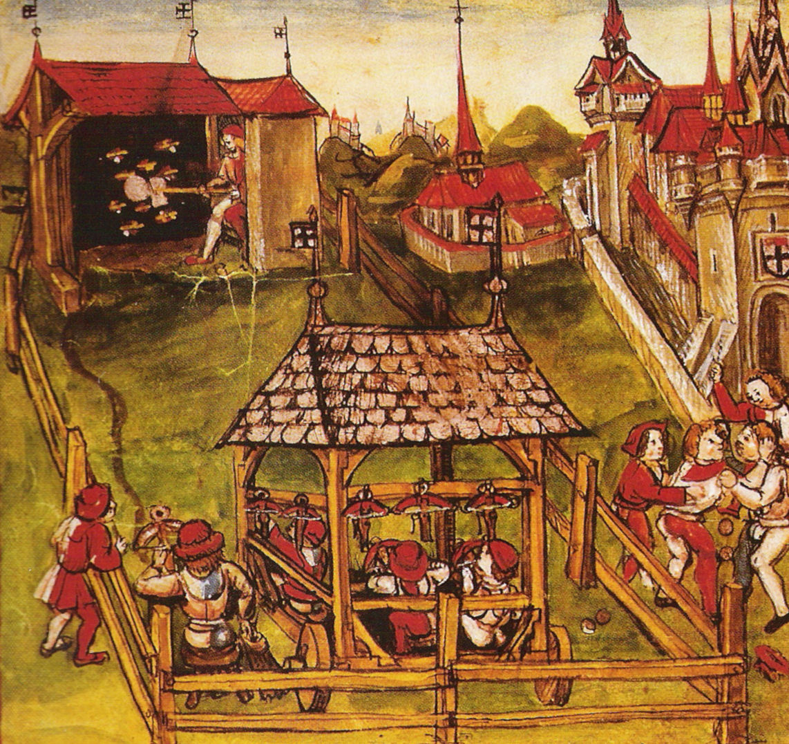 In mid-15th century the Swiss began organizing federal shooting competitions.

But did this not always end well. Public order was a concern when such a large number of armed men gathered.

The image shows the shooting festival in Constance in 1458. On the right you can see a…