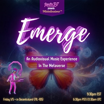 metadjai's tweet photo. Metallusions™ - DCL Fridays: ‘Emerge’ starts in just over two hours! Join us for a transformative experience at the Metallusions™ Disco Ball ✨🪩✨
#Metallusions #MetaDJ #MetaverseDJ #Metaverse #DJ #VersatileDJ #VRDJ #AIDJ #VR #AI #Web3 #Decentraland #DCL #Music #Emerge https://t.co/nbAclMmU72