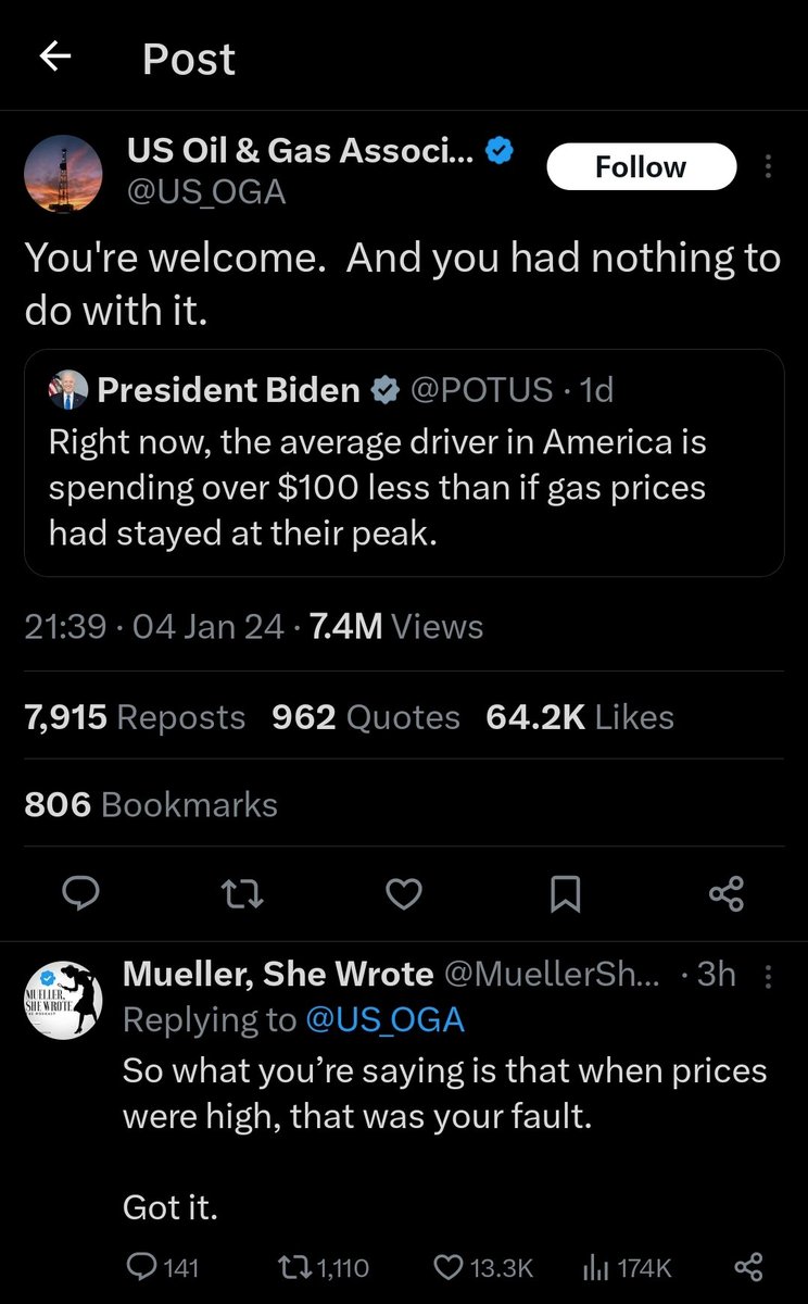 CaddoOf's tweet image. So you telling me the president has nothing to do with the price when it goes up, too, right?