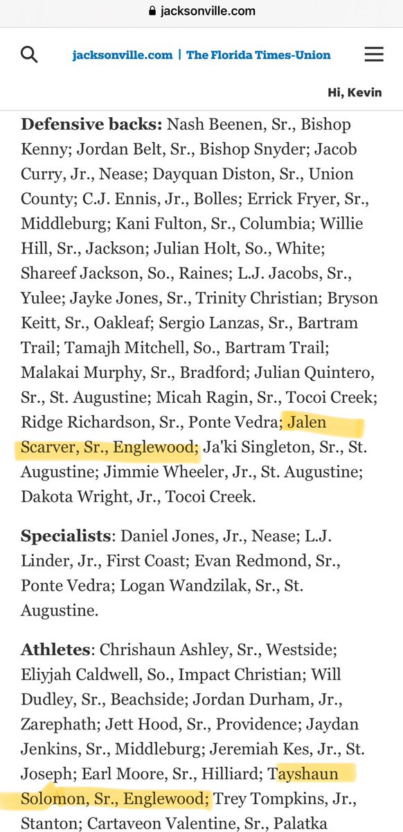 Shout to Jalen Scarver <a href="/JalenScarver/">Jalen Scarver</a>  and Tayshaun Solomon <a href="/Tayshaunsolo2/">Tayshaun6solomon</a> for making the Honorable Mention list on the North East Florida All First Coast Football Team. 

Jalen for DB and Tayshaun for ATH! Congratulations Guys!!! #Rampride💪🏾
