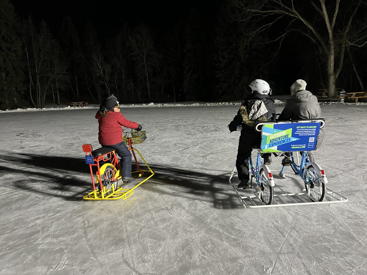 WinterCityYEG's tweet photo. So many questions about #icebikes! Some FAQs.
Where: Laurier Park
When: Fridays 6-9pm & Saturdays 2-8pm
Cost: FREE!
How long: No time limit, but please share nicely.
Helmets: For kids, yes. Recommended for adults. Provided free.
Seat belts on bigger bikes for small kids.
Enjoy! https://t.co/dAcxlEMl2p