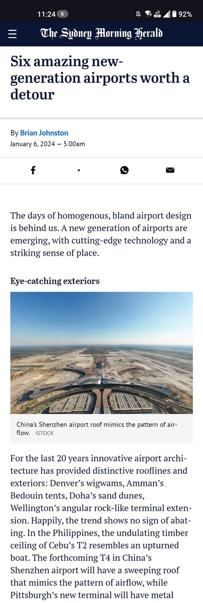 wfong's tweet photo. @smh , That's a picture of Beijing Daxing airport, but the caption reads Shenzhen airport. They're two very different architectures. https://t.co/SaJxNc2cGQ