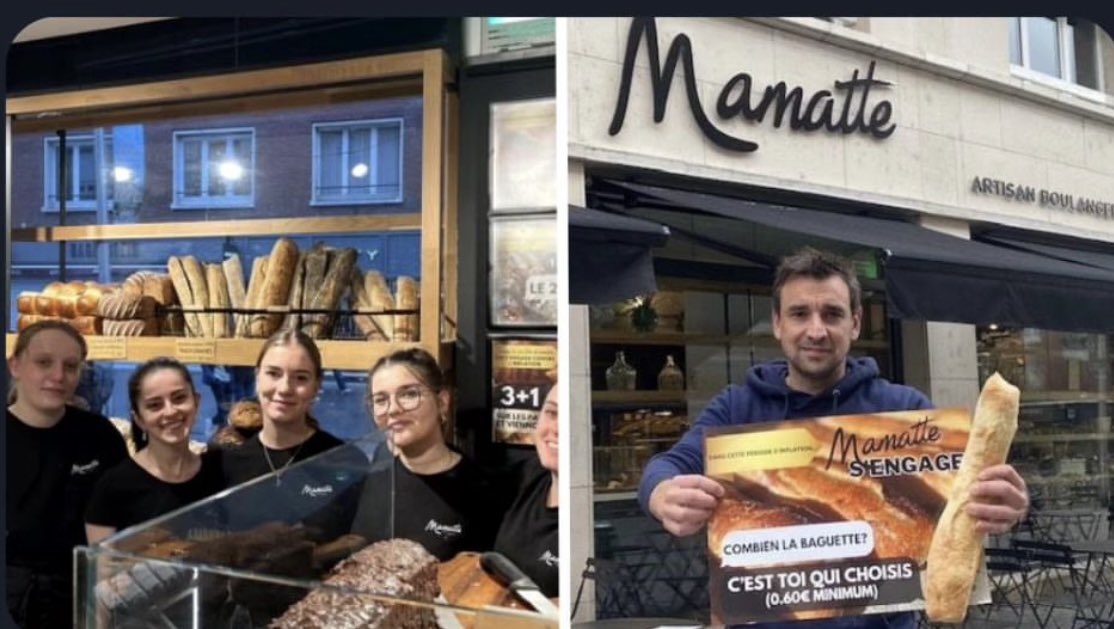 En novembre, Maxime, gérant des boulangeries Mamatte, donne à ses clients la possibilité de choisir le prix de leur baguette afin d'aider les plus modestes face à l'inflation.