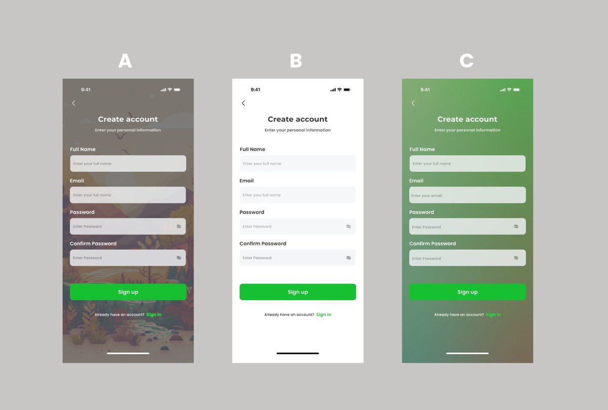 Hello techies,which Sign up screen do you prefer?😇