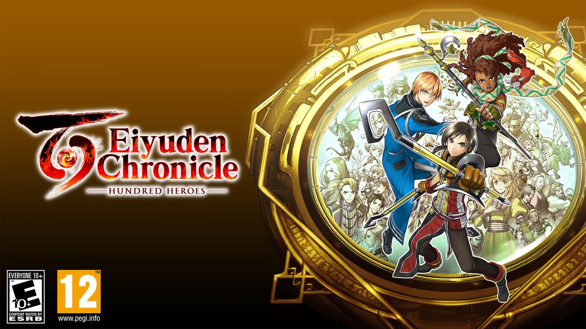 eiyuden's tweet photo. The ESRB and PEGI ratings for Eiyuden Chronicle: Hundred Heroes are finally completed! 🥳

ESRB: Everyone 10+ 
PEGI: 12 

Another big step in our epic journey towards the April 23, 2024 launch! Thank you for your support! 🙌

#EiyudenChronicle https://t.co/UvTky0vwXd