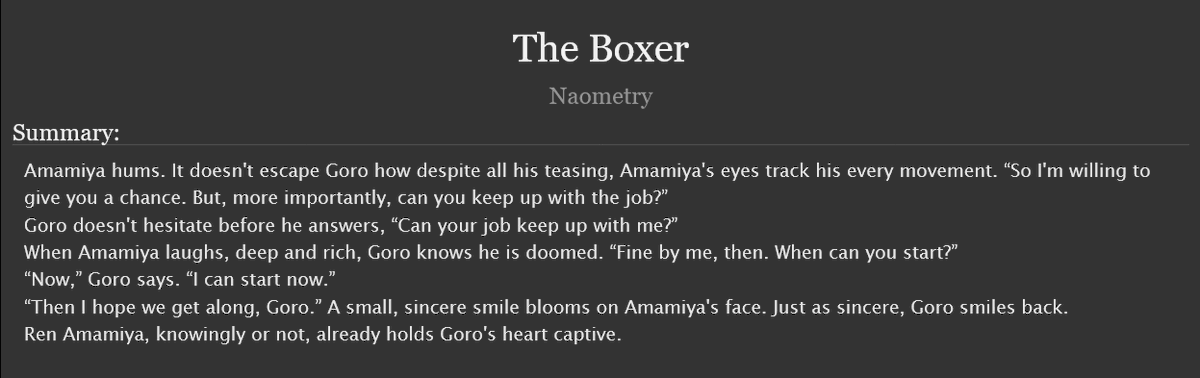 The Boxer 🥊🎙️ - Alternate Universe - Transistor AU - #Akeshu/#shuake - Persona 5 - Rated T Written for my art trade/collab with the lovely @svnnnne Thank you very much for the opportunity to create for your AU! 🔗 below