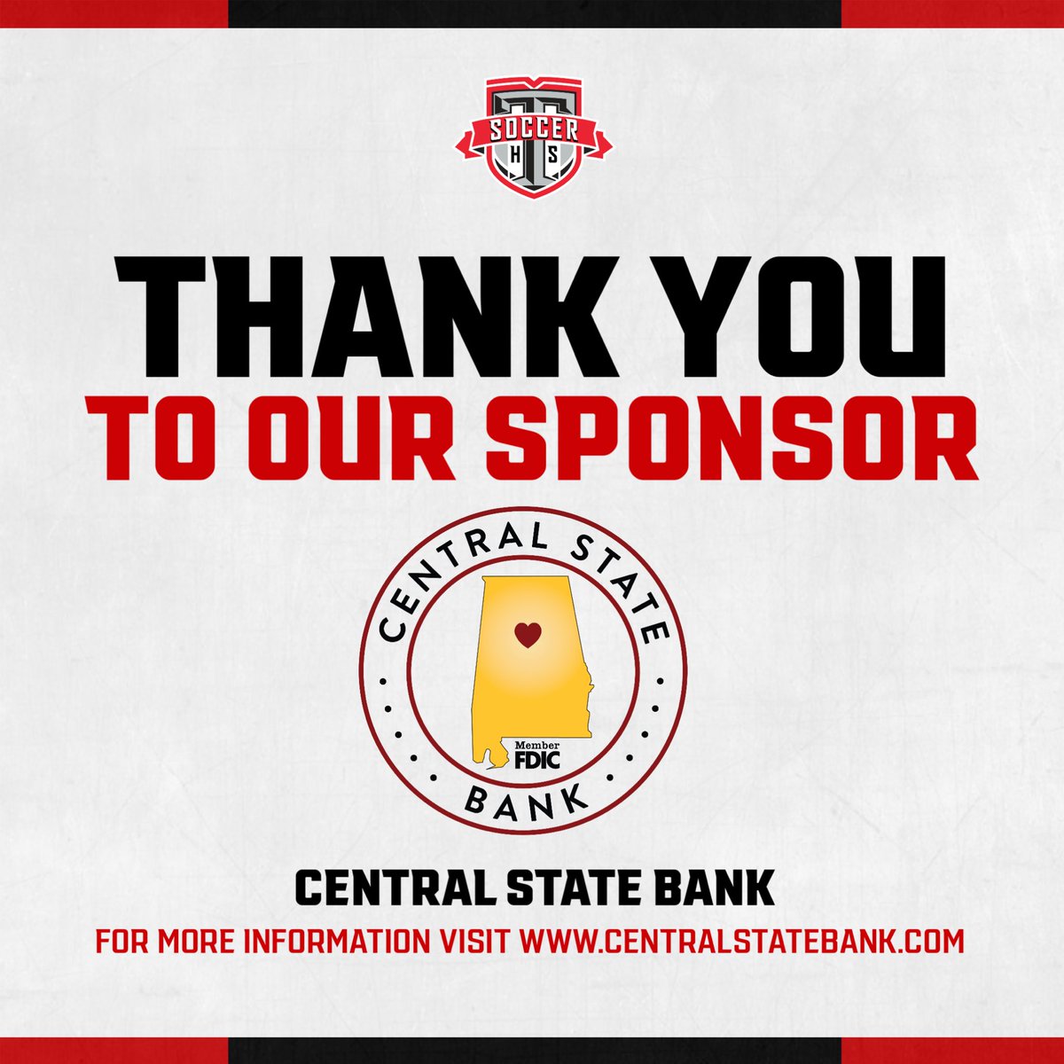 We would like to thank Central State Bank for becoming a Bronze Sponsor of the Thompson Soccer Program!