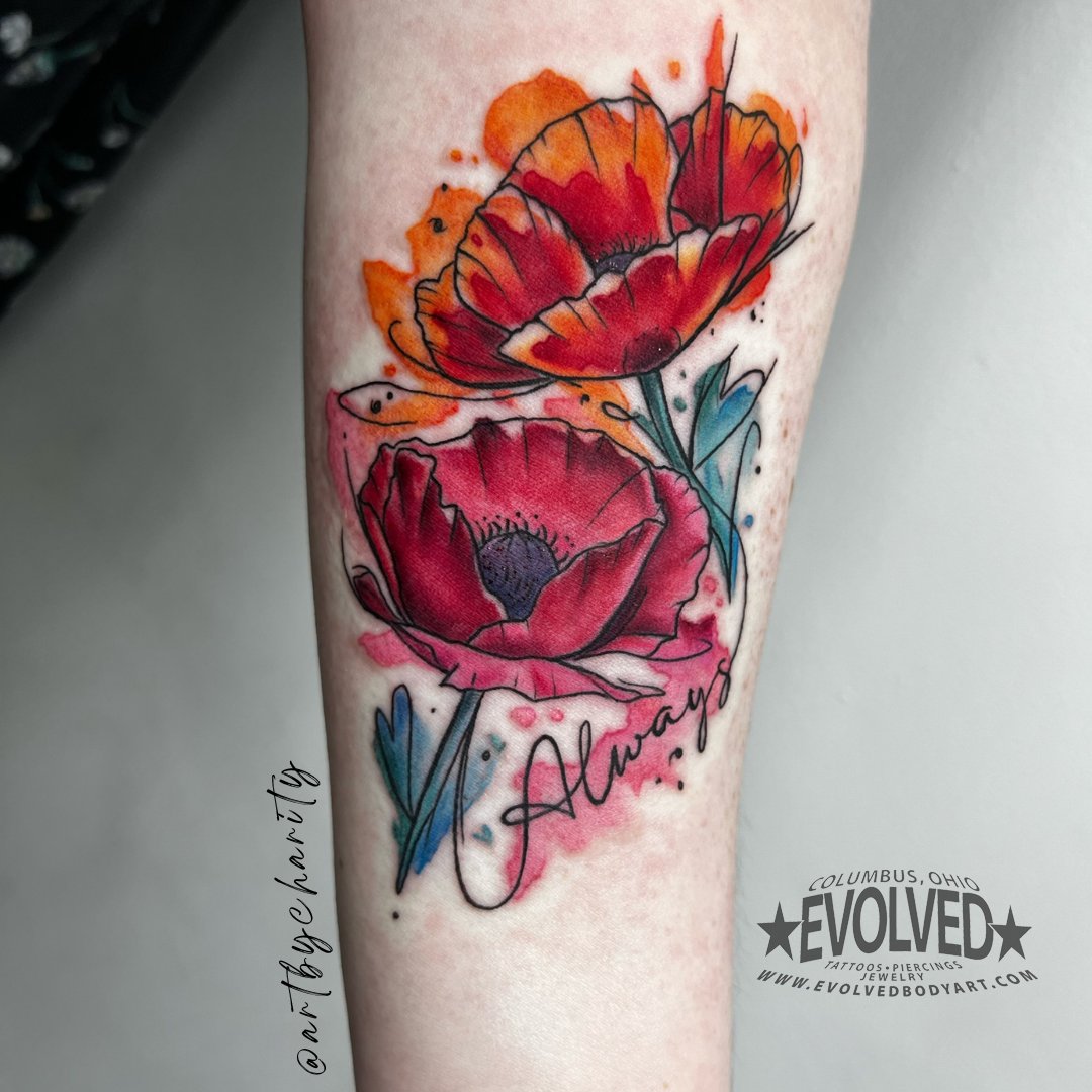 EvolvedBodyArt's tweet photo. Watercolor flowers by Charity! 🌺 https://t.co/fbB7I00aBP