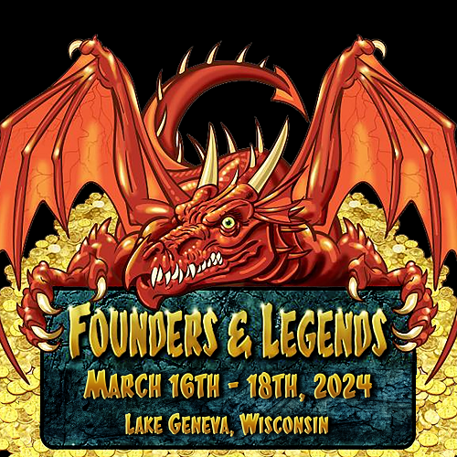 GaryCon's tweet photo. Founders &amp; Legends Con badges are still available, as are rooms at the Grand all the way up until the start of Gary Con! https://t.co/O29xprS8Lz #FnLC #50Years #DnD https://t.co/rqbd0f9meh