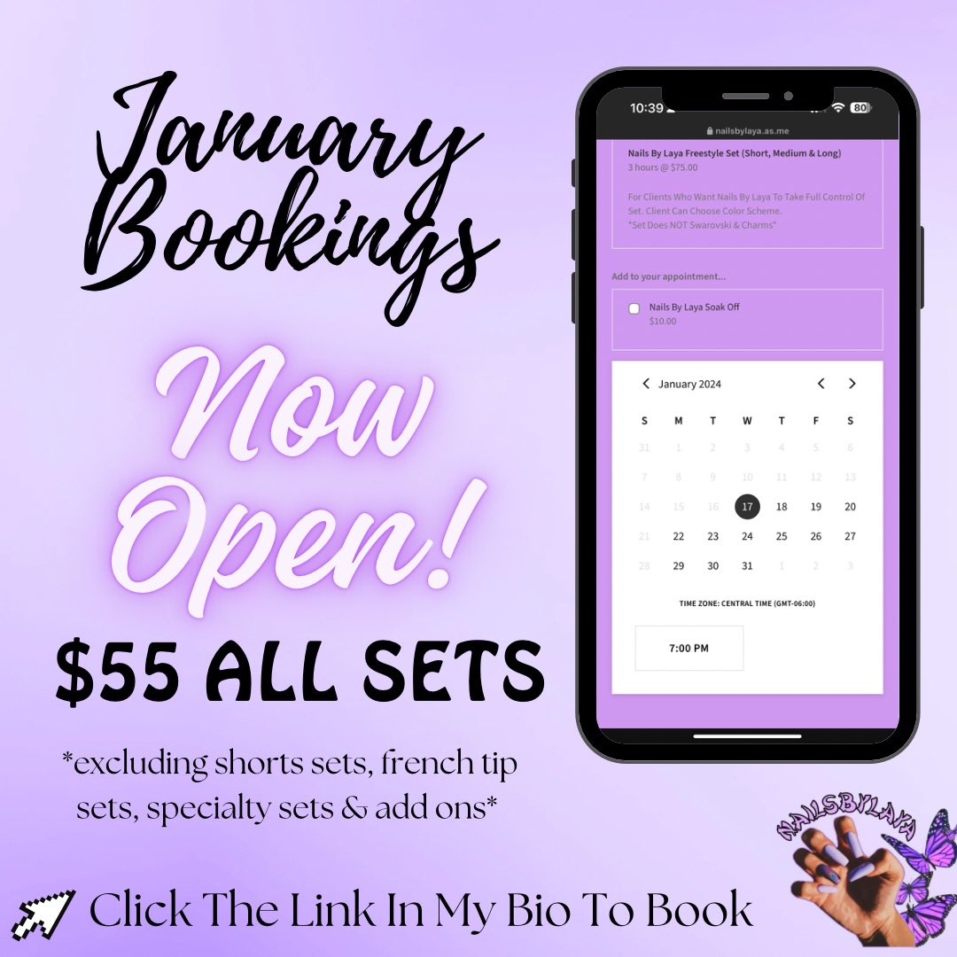 alayakatryce's tweet photo. gonna plug myself here🥰
I’m a BR Nail Tech &amp; I’m Offerring $55 Sets For The Month Of January🦋
Link In My Bio To Book💜

IG: @ https://t.co/78nn6vnCn9.laya🤍 https://t.co/GsYbXi1TB0