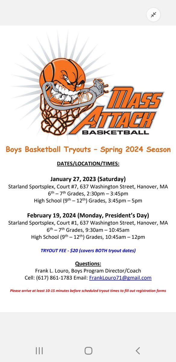 Updated Mass Attack tryout information.