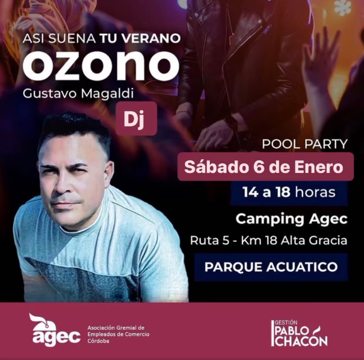 Te esperamos este sábado 6 y Domingo 7 de Enero 2024 en la #poolparty Ozono en el camping de @ageccordoba con dj <a href="/gustavomagaldi/">Gustavo Magaldi</a> #ozonoradioshow 🖥️ radiopresencia.com.ar 
➡️agec.com.ar

#SomosNoticias  #somosmusica
#SomosPresencia 
#laradiodelosexitos