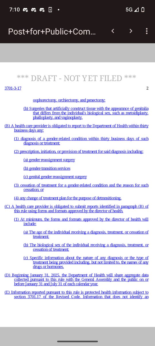 We have the proposed rules from DeWine, and they are bad. Bottom line: This will close clinics, force trans adults off care, has even more draconian restrictions under 21 years old, and creates an extreme surveillance system for trans people.