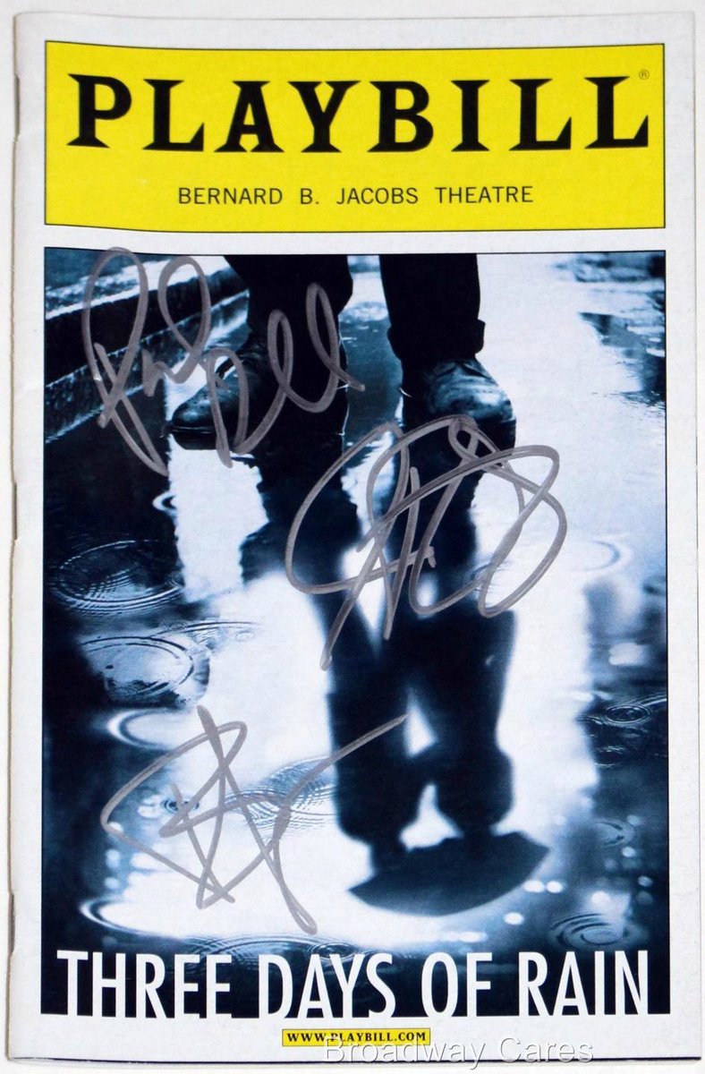 Happy birthday to Bradley Cooper! 🎂❤️
#ThreeDaysofRain @playbill, signed for @BCEFA by Cooper, Julia Roberts & Paul Rudd, from our collection.
#BradleyCooper #SATC #Alias #GuardiansOfTheGalaxy #MidnightMeatTrain #Case39 #ValentinesDay #AStarIsBorn #NightmareAlley #Maestro #BCEFA