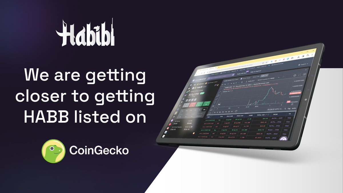 🌟 Exciting news! Habibi (HABB) is on its way to <a href="/CoinGecko/">CoinGecko</a>!

🔥Just submitted our listing request 
Request ID: CL0501240114
GeckoTerminal : geckoterminal.com/bsc/pools/0xaa…

🙏 Thanks to CoinGecko team for the support!

– Stay tuned!
#CoinGecko #HABB #Crypto